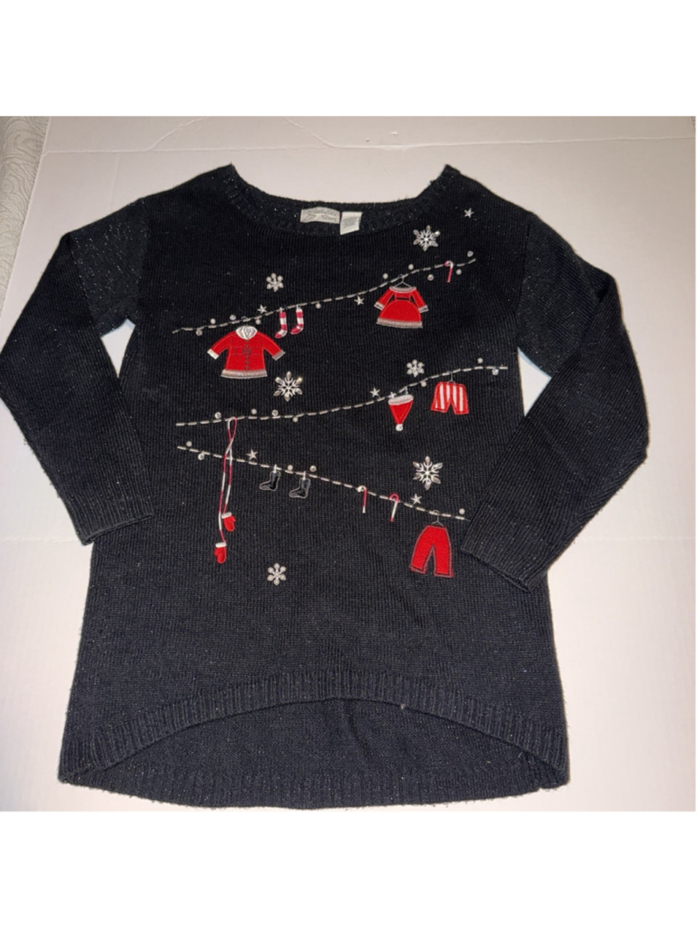Isabella’s Closet black sparkly embellished Christmas Sweater sz M